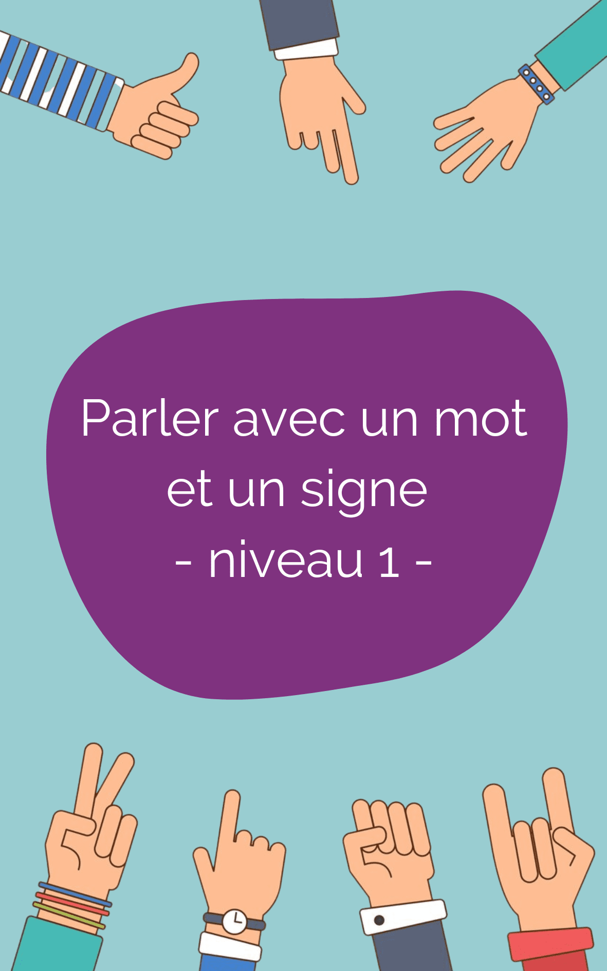 illustration formation, parler avec un mot et un signe